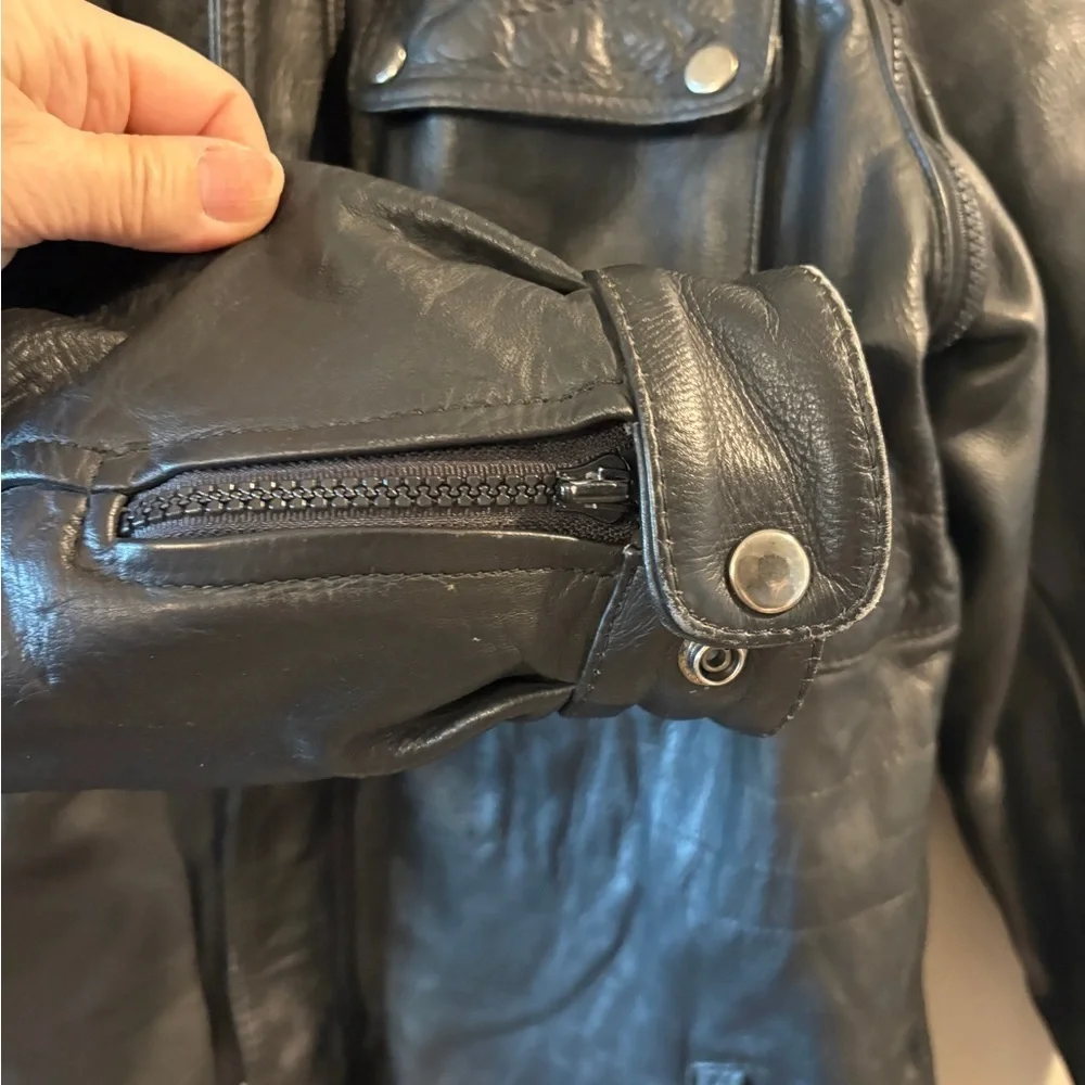 AGV Sport Italian Leather Motorcycle  Black Moto Biker Racer Jacket  XL